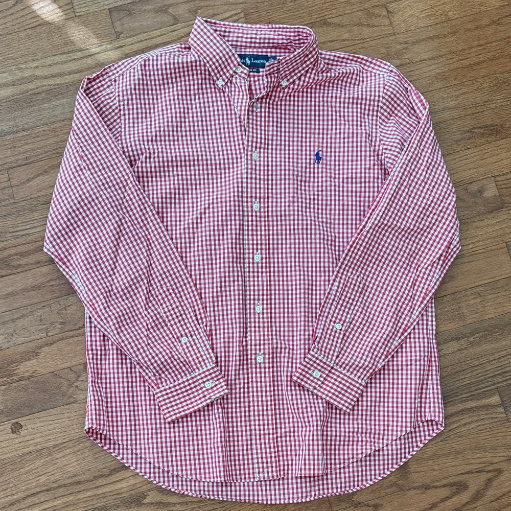 Ralph Lauren Men's Red Gingham Shirt Size Large Regular